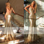 Spaghetti Gold Sequin Long Mermaid Backless Prom Dresses, Formal Evening Gown, PD0366
