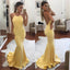 Halter Yellow Mermaid Sexy Backless Long Prom Dresses, Formal Evening Dresses, PD0354