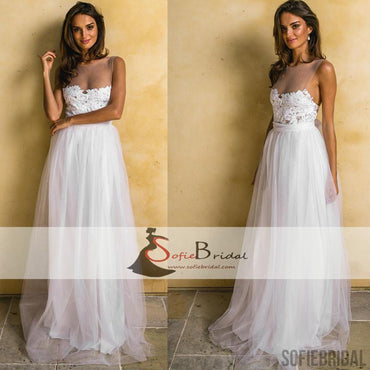 Simple Sweetheart A-line Tulle Side Slit Long Prom Dresses,SFPD0121