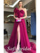 Elegant Tulle One Shoulder sleeveless Bone Side Slit A-Line Long Prom Dresses, PD0824