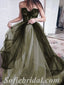 Elegant Tulle Sweetheart V-Neck Sleeveless A-Line Long Prom Dresses With Applique,SFPD0602