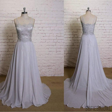 Unique Design Lace Top A-line Chiffon Simple Wedding Dresses for Summer Wedding, WD0220