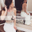 Gorgeous Rhinestone Beaded White Mermaid Jersey Long Prom Dresses, Evening Gown, PD0377