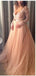 Sexy V-neck Long Sleeve Lace Long A-line Prom Dresses, Long Prom Dresses, PD0218