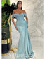 Elegant Sequin And Satin Off Shoulder Sleeveless Mermaid Long Prom Dresses With Trailing,SFPD0656