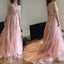 Charming Pink Lace Tulle Long A-line V-back Elegant Little Train Wedding Dresses, WD0120