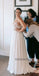 Spaghetti Straps V-neck A-line Sleeveless Long Wedding Dresses,SFWD0050