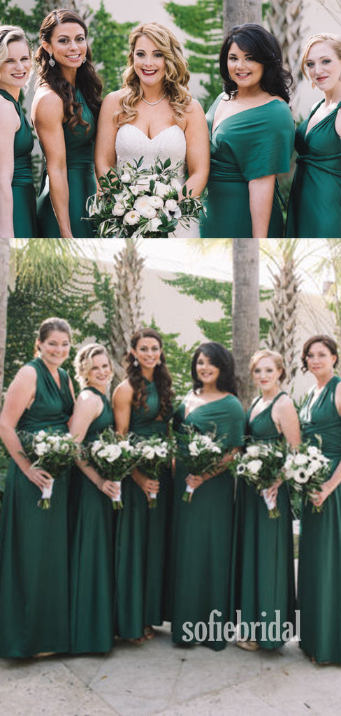 Simple Green Floor Length Cheap Bridesmaid Dresses,SFWG0033