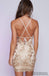 Halter Backless Gold Applique Sparkly Tight Homecoming Dresses 2018, CM436