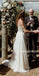 Spaghetti Straps V-neck A-line Sleeveless Long Wedding Dresses,SFWD0050