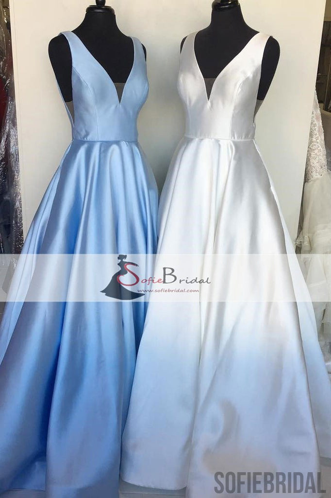 Simple V-neck Satin A-line Prom Dresses, Elegant Evening Dresses, Prom Dresses, PD0427