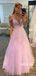 A-line Spaghetti Straps V-neck Lace Long Prom Dresses Online,SFPD0110