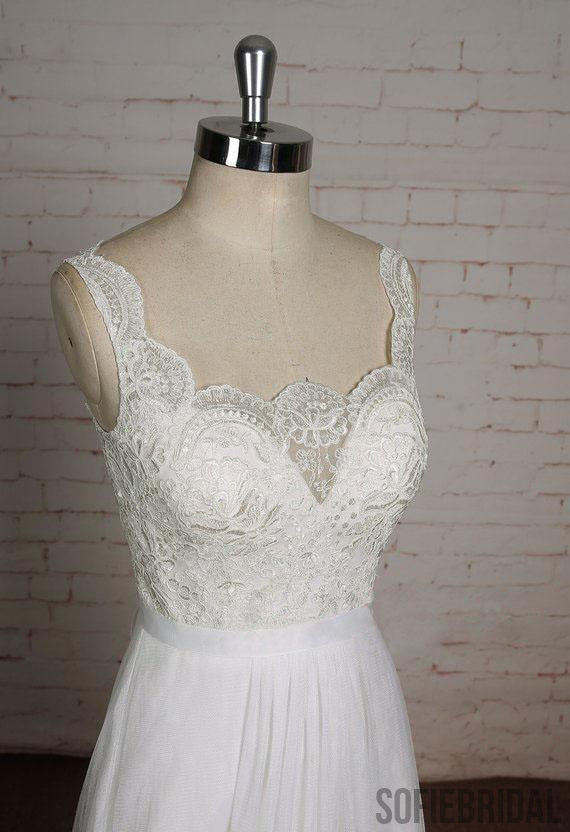 Lace Straps See Through Lace A-line Cheap Dresses For Wedding, WD399