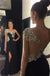 One Shoulder Black Jersey Side Slit Rhinestone Prom Dresses, See Through Long Prom Dresses, PD0314