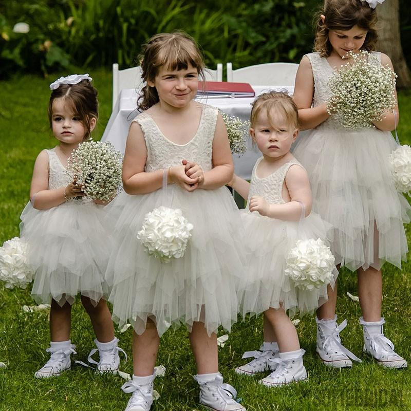 Newest Lace Top Sleeveless Tulle Backless Flower Girl Dresses, FG0103