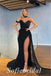 Sexy Black Special Fabric V-Neck Sleeveless Side Slit Mermaid Long Prom Dresses,SFPD0680