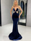 Newest V-neck Mermaid Long Sleeve Long Prom Dresses,SFPD0151
