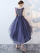 Cheap Ruffle Scoop Navy Lace Cute Homecoming Dresses 2018, CM469