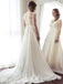 Cap Sleeve See Through V Neck Lace Beaded Cheap Beach Wedding Dresses, WD320