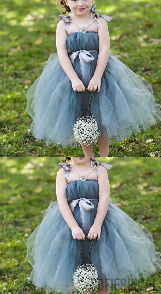 Dusty Blue Pix Tutu Dresses, Tulle Flower Girl Dresses, Cheap Little Girl Dresses for Wedding, FG046