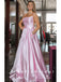 A-Line Spaghetti Straps Pink Cheap Floor Length Prom Dresses Online,SFPD0034