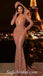 Gorgeous Sequin Deep V-Neck Long Sleeves Mermaid Long Prom Dresses,SFPD0451