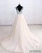 V Neck See Through A-line Cheap Wedding Dresses Online, WD355