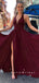 A-Line Deep V-Neck Split Side Cheap Long Prom Dresses,SFPD0037