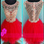 Luxury See Through Rhinestone Red Organza Homecoming Dresses, SF0055