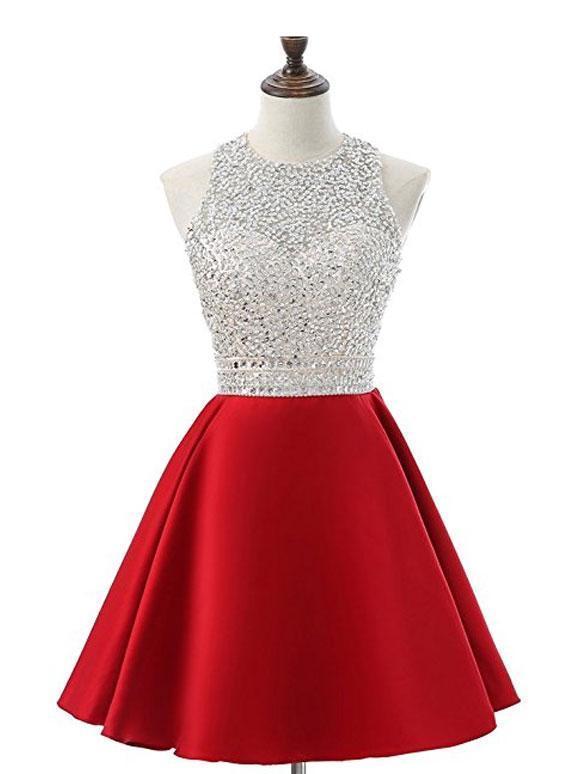 Cheap Halter Heavily Beaded Cute Red Homecoming Dresses 2018, CM475 SofieBridal Cheap Halter Heavily Beaded Cute Red Homecoming Dresses 2018, CM475 SofieBridal