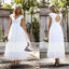 Cap Sleeve V-neck Long A-line Lace Tulle Wedding Dresses, Open Back Wedding Dresses, WD0260