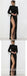 Sexy Black Sequin High Neck Long Sleeves Side Slit Sheath Long Prom Dresses,SFPD0557