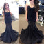 Sweetheart Long Mermaid Black Lace Prom Dresses, See Through Prom Dresses, PD0327