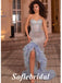 Sexy Sequin And Tulle Sweetheart V-Neck Sleeveless Side Slit Mermaid Long Prom Dresses,SFPD0729