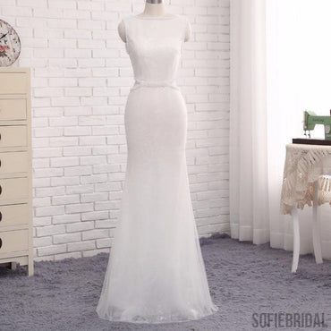 Sleeveless Chic Design Sheath Wedding Dresses, Elegant Long Wedding Dresses, WD0243