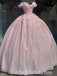 Elegant Pink Tulle Sweetheart Ball Gown Long Prom Dresses With Applique,SFPD0294
