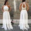 White Beaded Top Tulle A-line Prom Dresses, Lovely Open Back Prom Dress, Prom Dresses, PD0469
