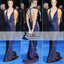 Deep V-neck Soft Satin Beaded Strap Mermaid Prom Dresses, Celebrity Dresses, PD0378