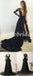 Elegant Black Lace And Tulle Long Sleeve A-Line Long Prom Dresses,SFPD0678