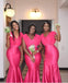 Pink V-Neck Cap Sleeves Floor Length Mermaid Bridesmaid Dresses ,SFWG00416