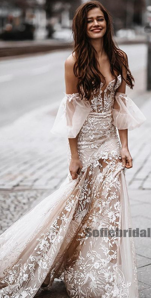 Elegant Mermaid Sweetheart Charming Long Wedding Dresses Online,SFWD0043