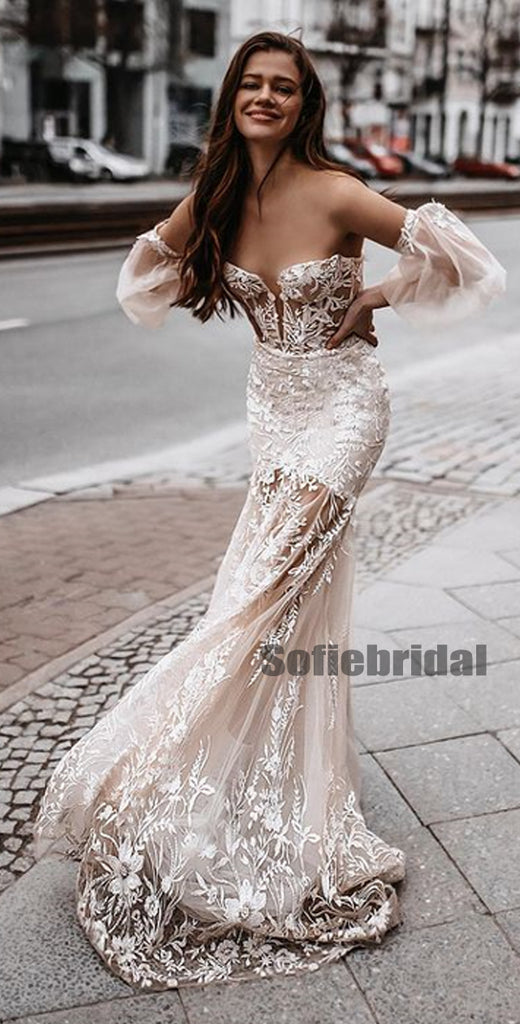 Elegant Mermaid Sweetheart Charming Long Wedding Dresses Online,SFWD0043
