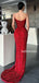 Sexy Spaghetti Straps Red Mermaid Sequin Long Prom Dresses,SFPD0145