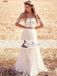 Off Shoulder Lace Top Wedding Dresses, Boho Wedding Dresses, 2 Pieces Wedding Dresses, WD0271