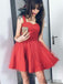 A-line Sleeveless Red Simple Cheap Short Homecoming Dresses, HD0119