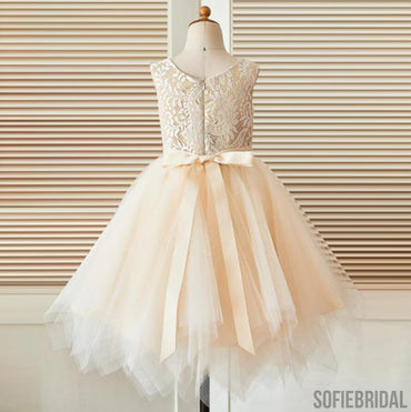 Round Neckline Lace Top Tulle Flower Girl Dresses, Affordable Little Girl Dresses, FG076