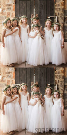 A-line Straps Ankle-length Lace Top Tulle Flower Girl Dresses, FG0102