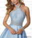 Halter Satin Long A-line Beaded Top Shiny Prom Dresses, Cheap Prom Dresses, PD0356