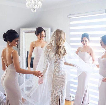 Spaghetti Sweetheart Backless Mermaid Popular Wedding Guest Bridesmaid Dresses , PD0304