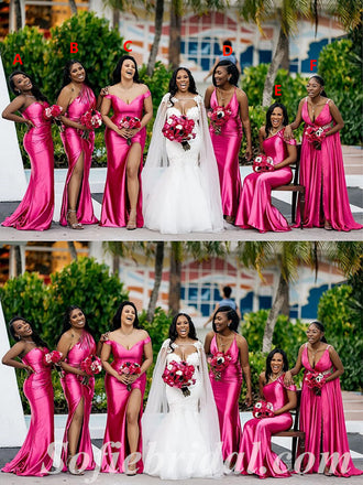 Mismatched Sexy Soft Satin Mermaid Floor Length Bridesmaid Dressses, SFWG00457